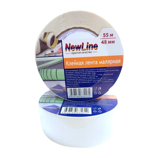Скотч NewLine 48мм*55м 150мкм малярный (1/36)