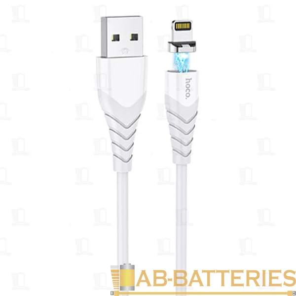 Кабель HOCO X63 USB (m)-Lightning (m) 1.0м 2.4A нейлон магнит белый (1/31/310)