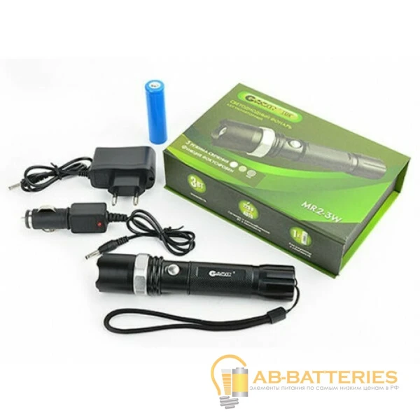 Фонарь туристический Ultraflash LED51522 3W COB от аккумулятора IP20 4 режима черный (1/240)
