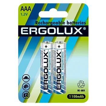 Аккумулятор бытовой Ergolux HR03 AAA BL2 NI-MH 1100mAh (2/24/480) 