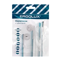 Наушники вставные Ergolux ELX-WHP01P-C01 с микр. белый пакет с подвесом (1/10/500) 