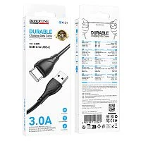 Кабель Borofone BX121 USB (m)-Type-C (m) 1м 3.0A ПВХ черный (1/360)