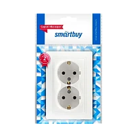 Розетка Smartbuy "Венера" 2гн. 16A С/З керамика белый (1/10)