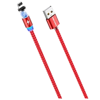 Кабель MORE CHOICE K61Si USB (m)-Lightning (m) 1м 2.4A нейлон магнит красный