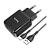 Сетевое З/У HOCO N7 2USB 2.1A с кабелем microUSB черный (1/20/120)