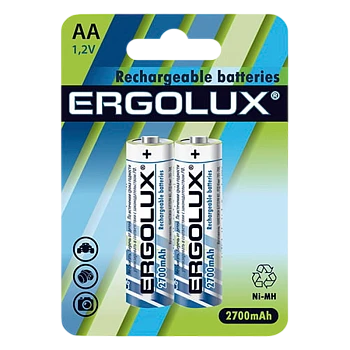 Аккумулятор бытовой Ergolux HR6 AA BL2 NI-MH 2700mAh (2/24/384) 