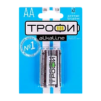 Батарейка Трофи LR6 AA BL2 Alkaline 1.5V (2/40/320/15360) 