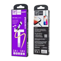 Кабель GFPower MAG09T USB (m)-Type-C (m) 1м 2.4A нейлон магнит золотой (1/200/800)