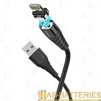 Кабель HOCO X63 USB (m)-Lightning (m) 1м 2.4A нейлон магнит черный (1/31/310)