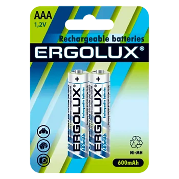 Аккумулятор бытовой Ergolux HR03 AAA BL2 NI-MH 600mAh (2/24/480) 