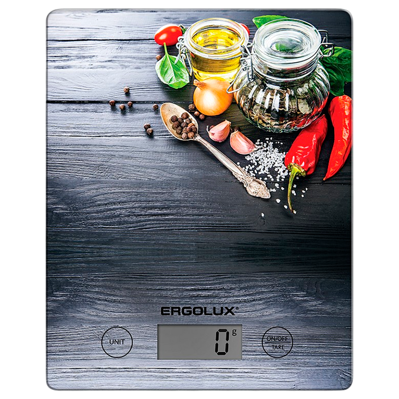 Весы кухонные Ergolux ELX-SK02-C02 электронные 5кг ассорти (1/20)