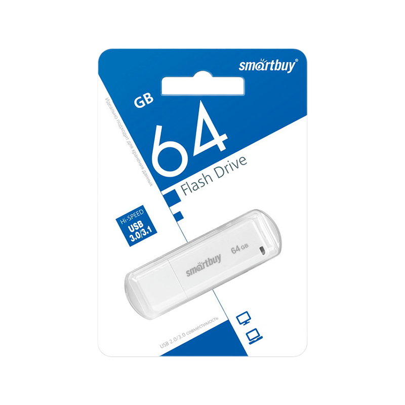 Флеш-накопитель Smartbuy LM05 64GB USB3.0 пластик белый
