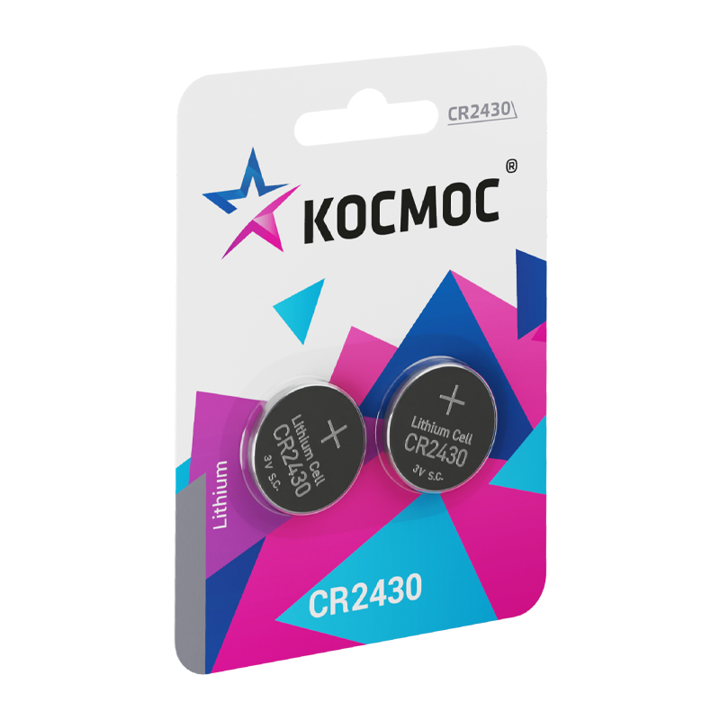 Батарейка Космос CR2430 BL2 Lithium 3V