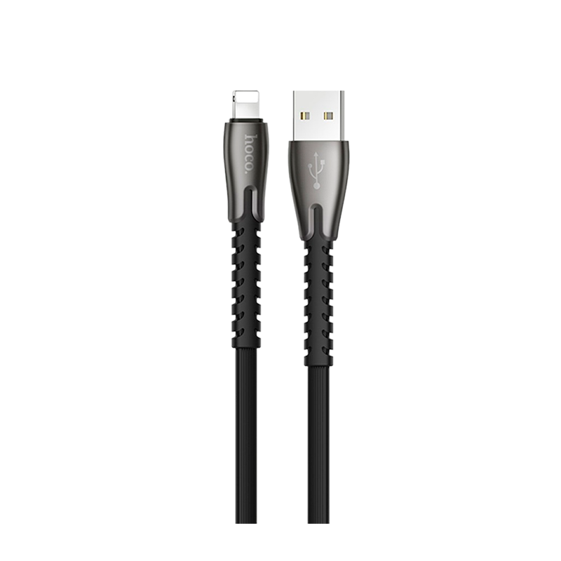 Кабель HOCO U58 USB (m)-Lightning (m) 1.2м 2.4A TPE черный (1/30/300)