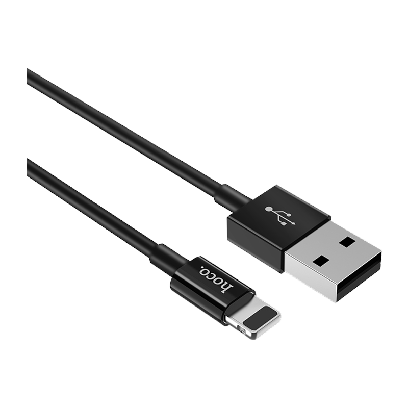 Кабель HOCO X23 USB (m)-Lightning (m) 1.0м 2.1A TPE черный (1/46/276)