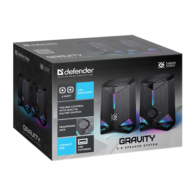 Колонки 2.0 Defender Gravity 6W подсветка USB (1/20)