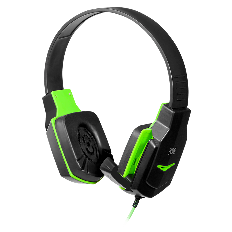Наушники полноразмерные Defender G-320 Warhead с микр. игровые черный зеленый (1/20)