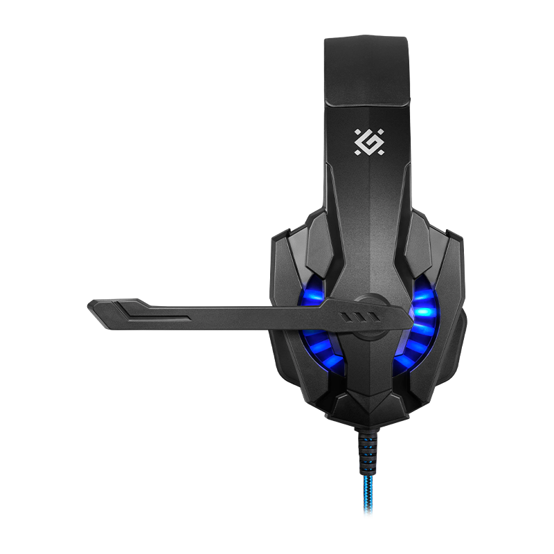 Наушники полноразмерные Defender G-390 Warhead с микр. игровые LED черный синий (1/20)