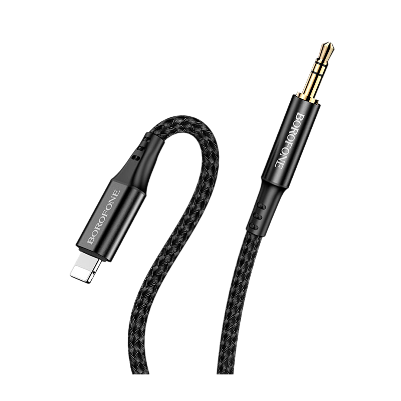 Переходник AUX Borofone BL7 Jack 3.5mm (m)-Lightning (m) 1.0м нейлон черный (1/360)