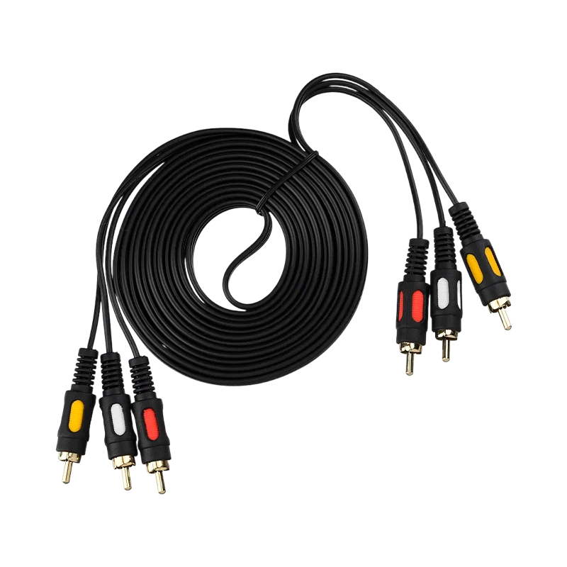 Кабель GoPower 3xRCA (m)-3xRCA (m) 3.0м ПВХ черный Premium Zip-Lock c подвесом (1/100)