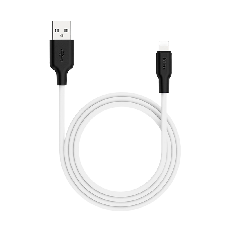 Кабель HOCO X21 Plus USB (m)-Lightning (m) 1.0м 2.4A силикон черный белый (1/28/168)