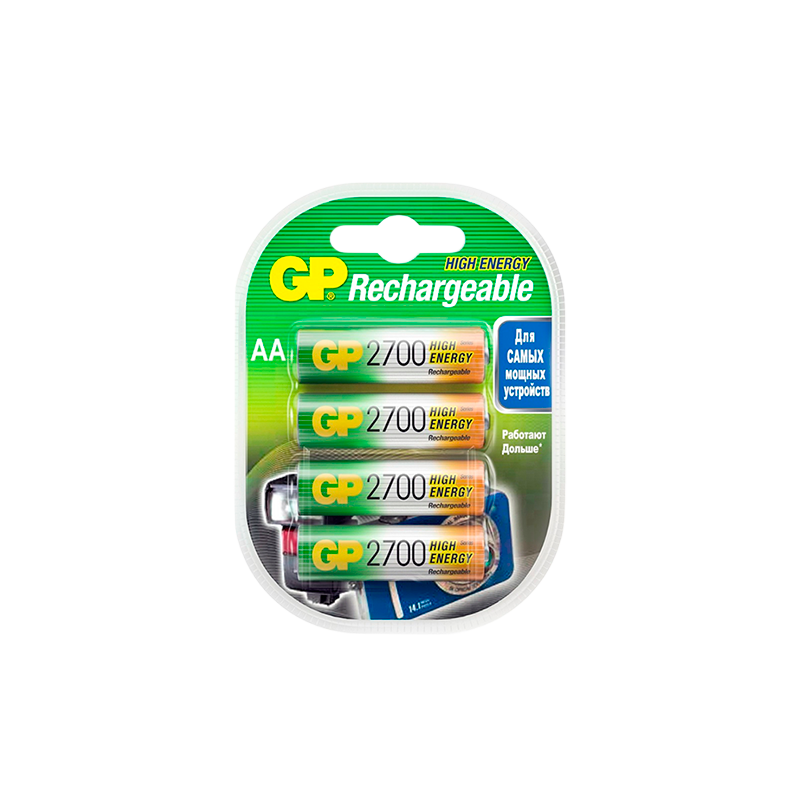 Аккумулятор бытовой GP HR6 AA BL4 NI-MH 2700mAh в пластиковой упаковке (4/40/400) R