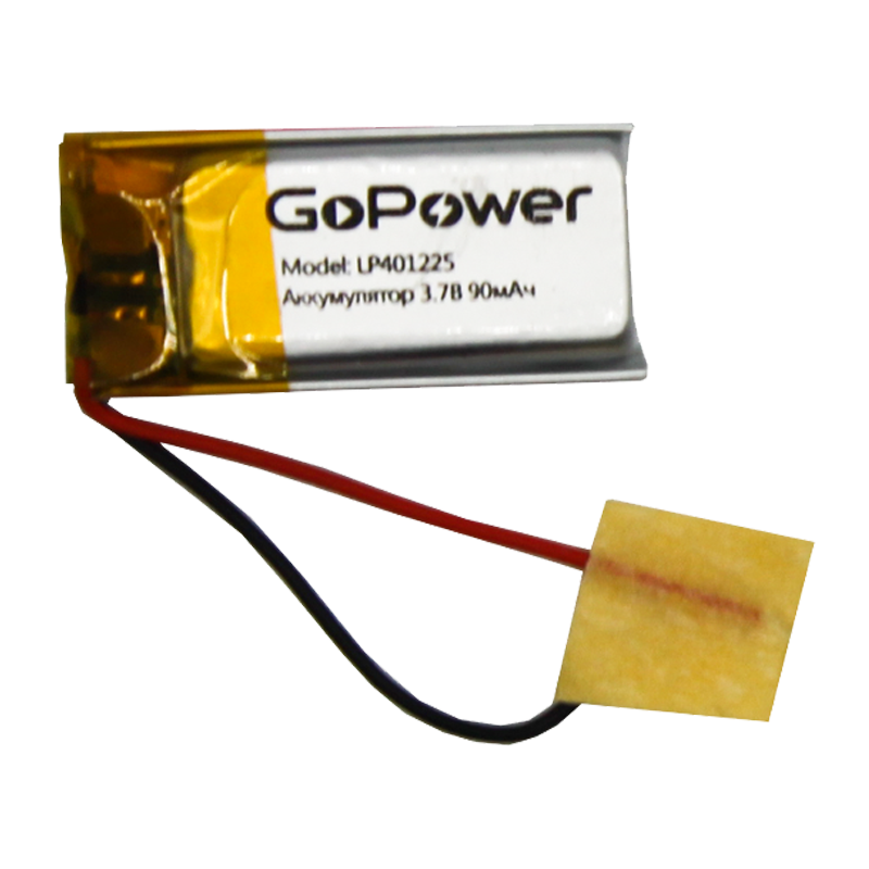 Аккумулятор Li-Pol GoPower LP401225 PK1 3.7V 90mAh с защитой (1/250)