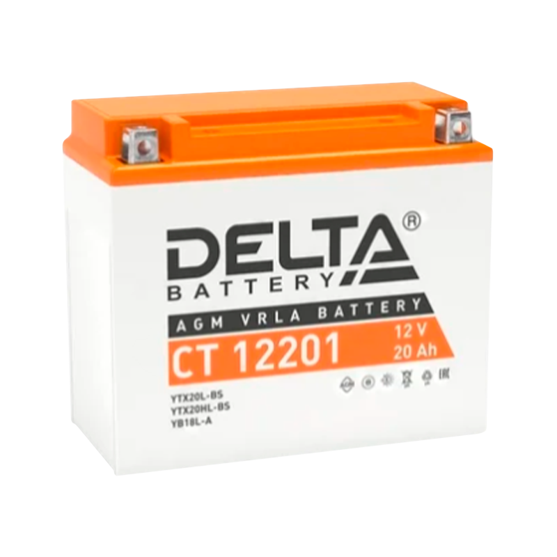 Аккумулятор для мототехники Delta CT 12201 12V 20Ah (1/4)