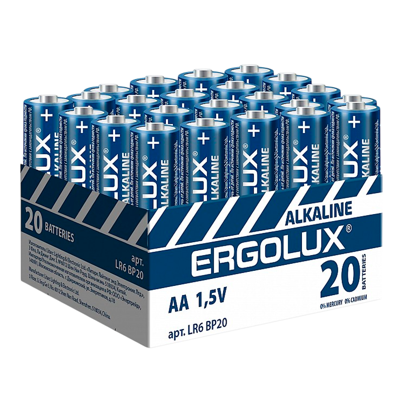 Батарейка Ergolux LR6 AA BOX20 ПРОМО Alkaline 1.5V