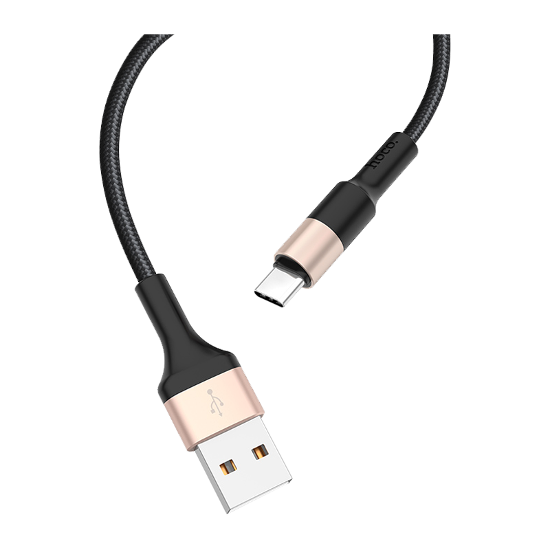 Кабель HOCO X26 USB (m)-Type-C (m) 1.0м 2.0A нейлон черный золотой (1/30/300)