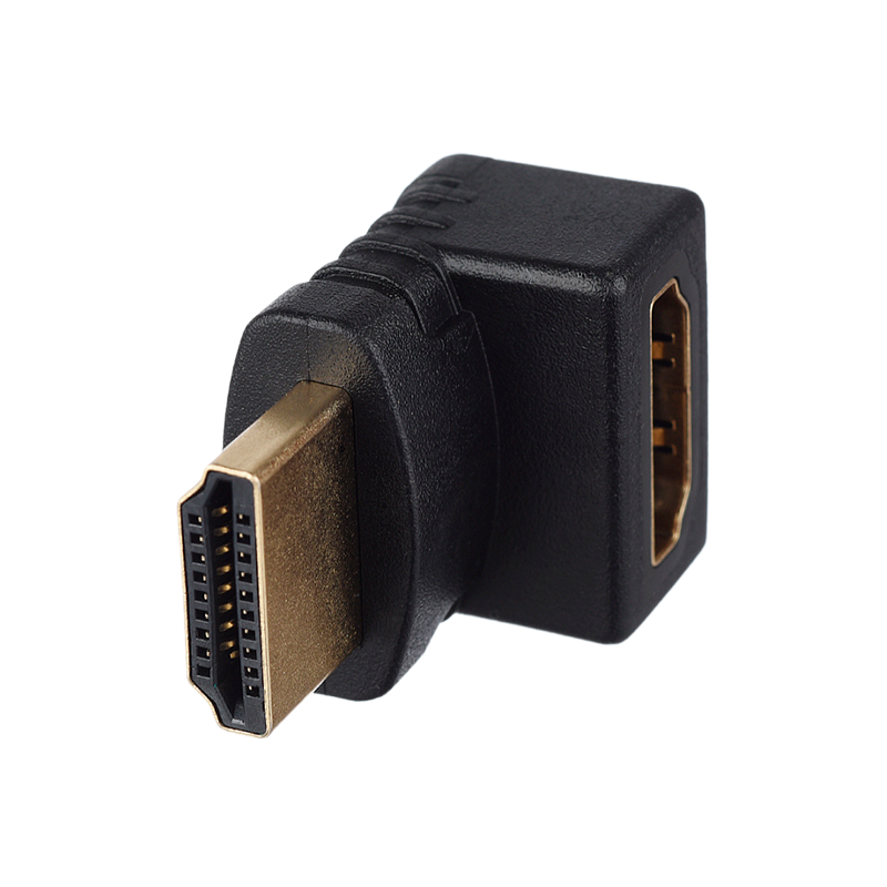 Переходник GoPower HDMI (m)-HDMI (f) угловой 4K 60Hz черный в пакете (1/500)