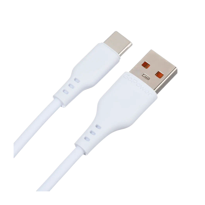 *Кабель GoPower GP01T USB (m)-Type-C (m) 1.0м 2.4A ПВХ белый (1/200/800) 