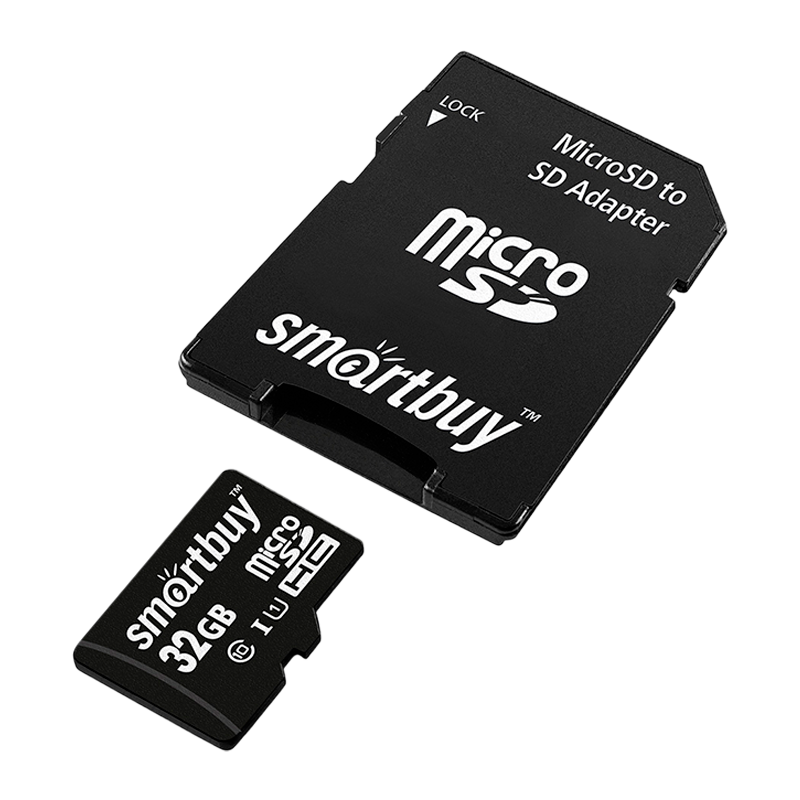 Карта памяти microSD Smartbuy 32GB Class10 UHS-I (U1) 10 МБ/сек с адаптером