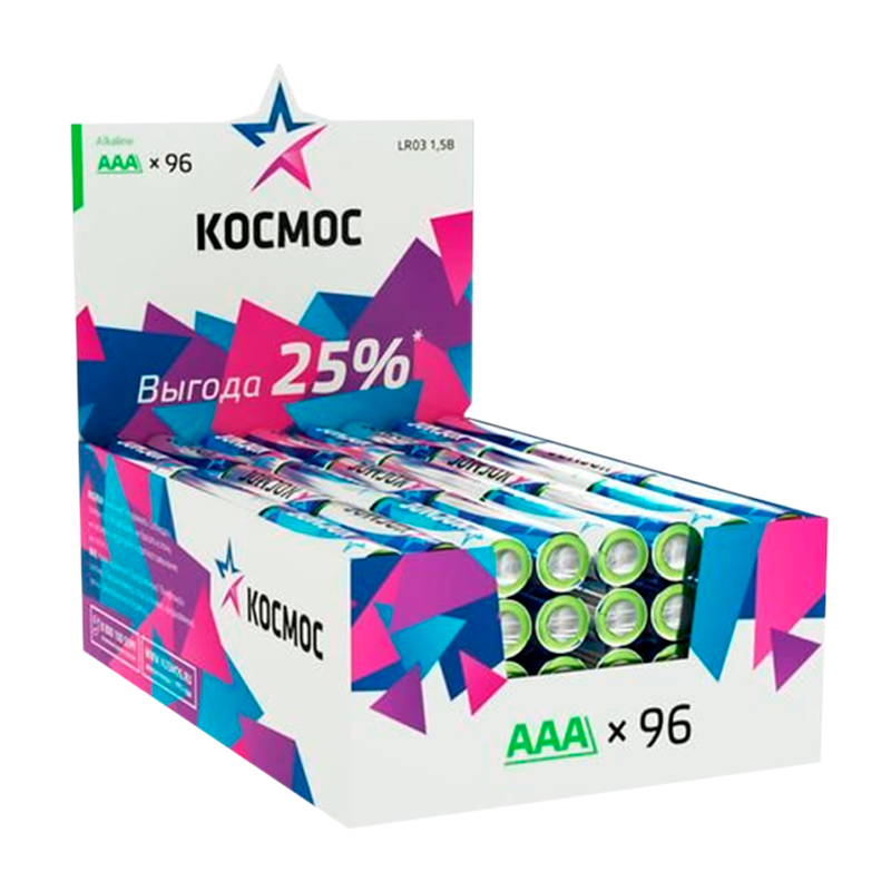 *Батарейка Космос LR03 AAA Shrink 4 Alkaline 1.5V (96/384) 