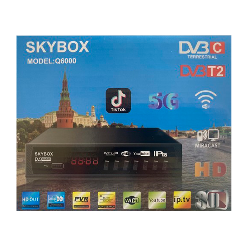 Приставка для цифрового ТВ Skybox Q6000 DVB-T/T2 металл черный (1/60)