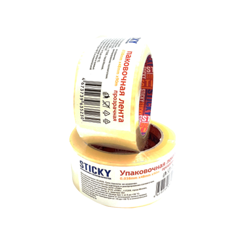 Скотч STICKY ПП 48мм*110м 38мкм упаковочный акрил прозрачный (1/36)