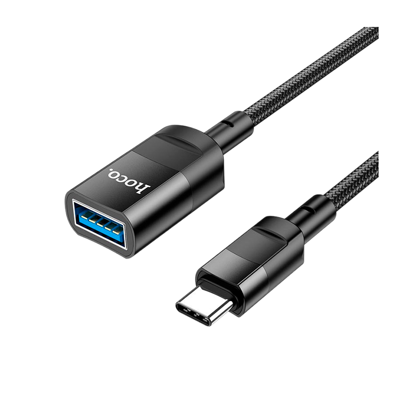 Переходник HOCO U107 USB (m)-Type-C (f) 0.1м нейлон черный (1/37/370)