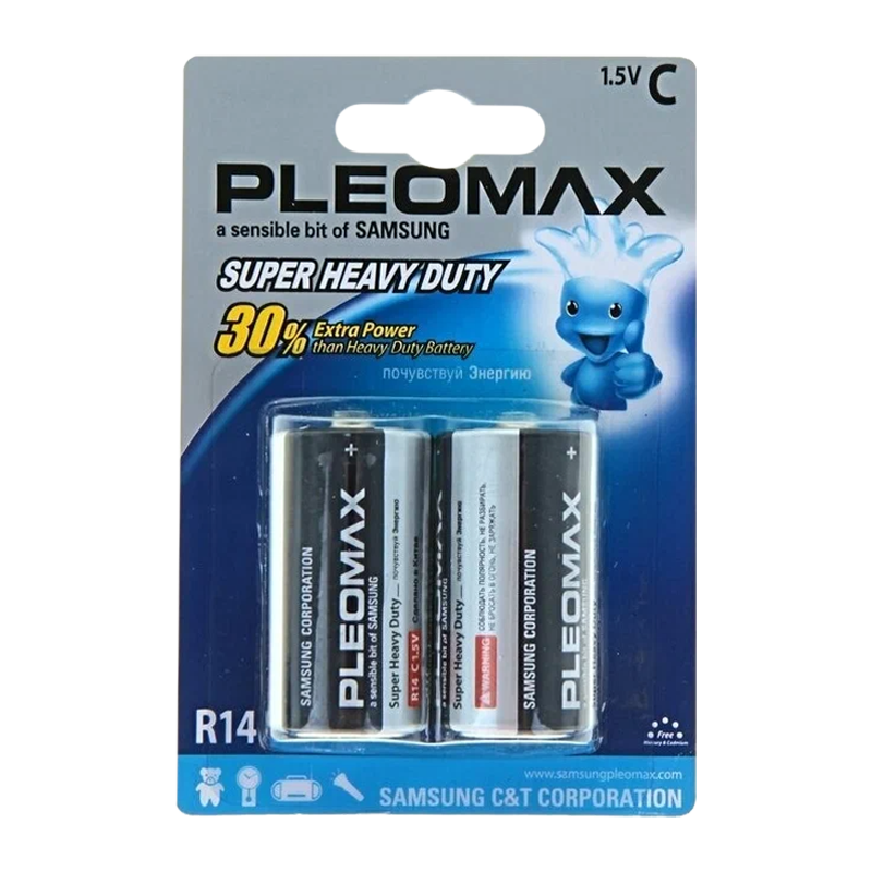 Батарейка Pleomax Super R14 C BL2 Heavy Duty 1.5V (2/12)