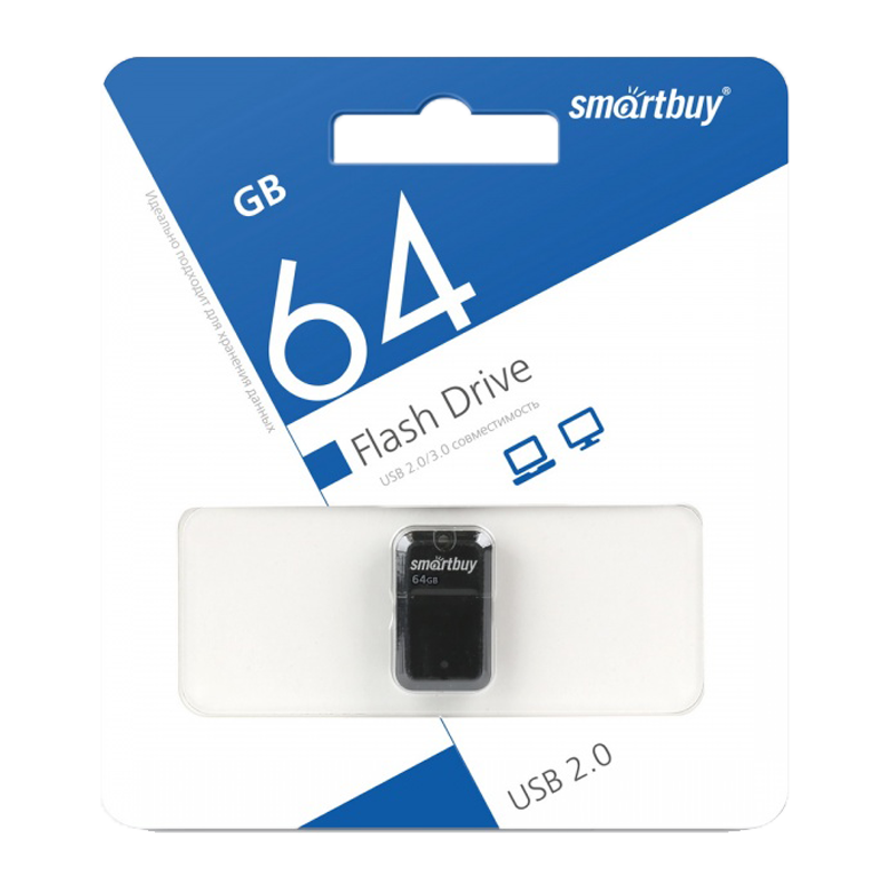 Флеш-накопитель Smartbuy ART 64GB USB2.0 пластик черный