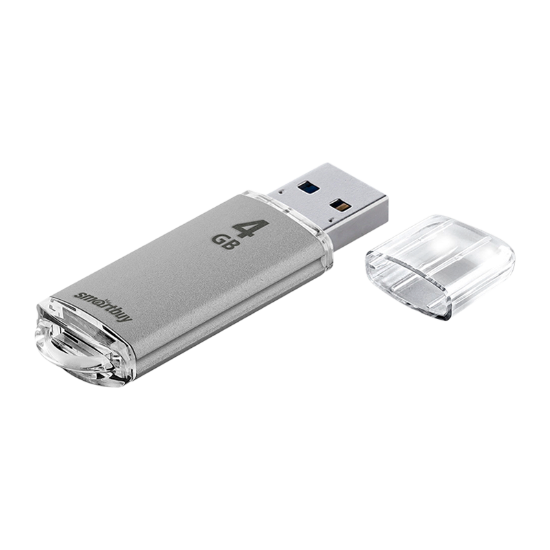 Флеш-накопитель Smartbuy V-Cut 4GB USB2.0 пластик серебряный