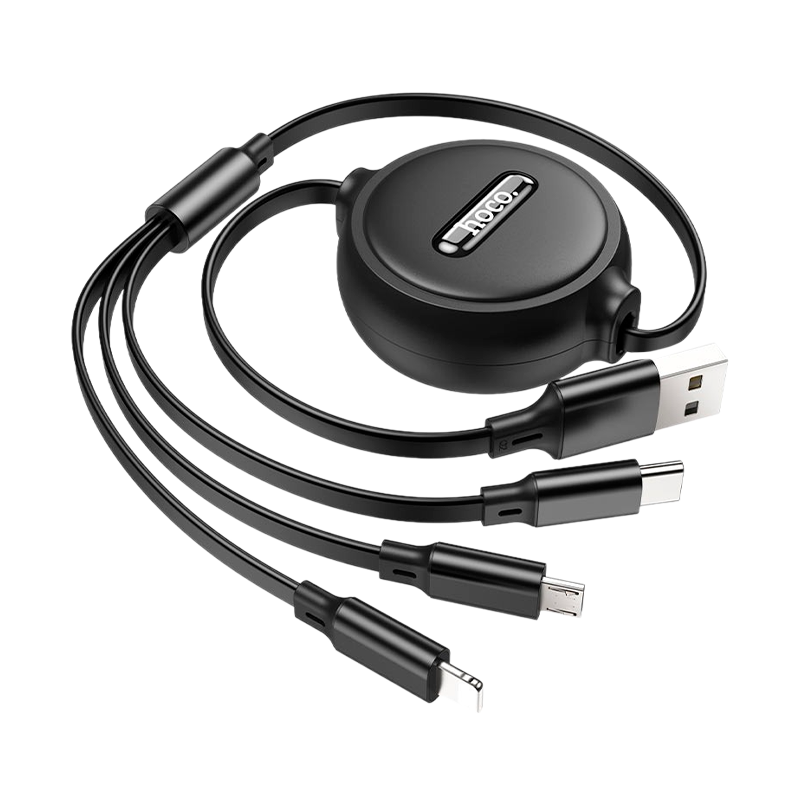 Кабель HOCO X75 USB (m)-Lightning/Type-C/microUSB (m) 1.0м 2.0A ПВХ черный (1/24/240)