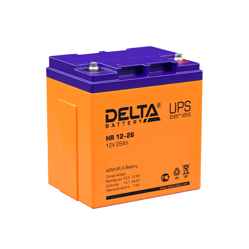 Аккумулятор свинцово-кислотный Delta HR 12-26 12V 26Ah