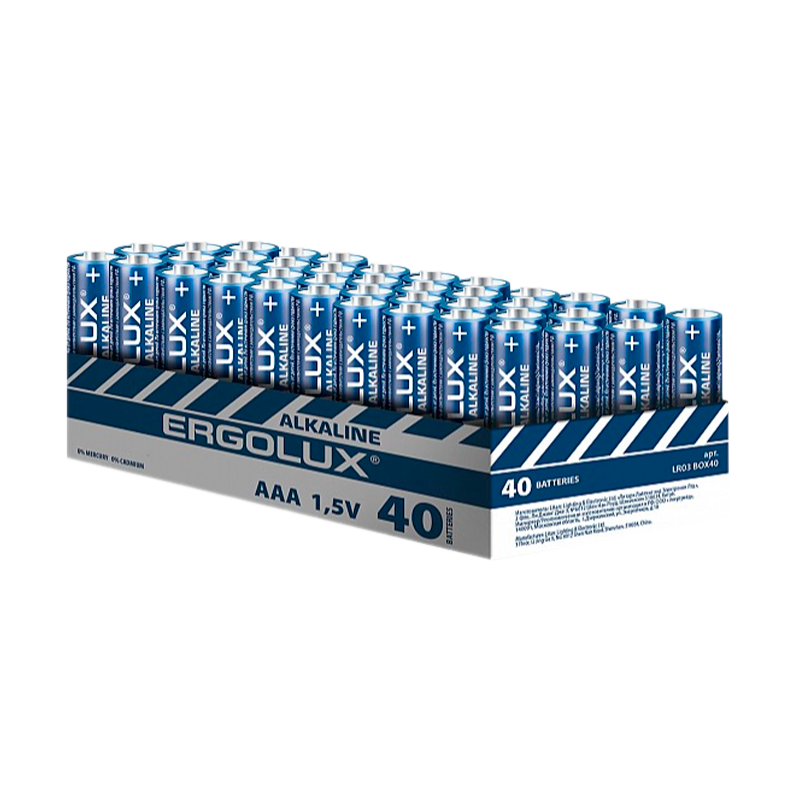 Батарейка Ergolux LR03 AAA BOX40 Alkaline 1.5V (40/480)