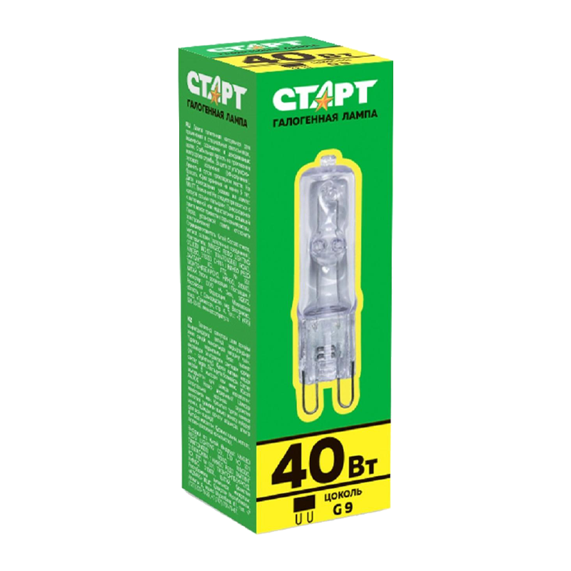 Лампа галогенная Старт G9 40W 220V капсула прозрачная