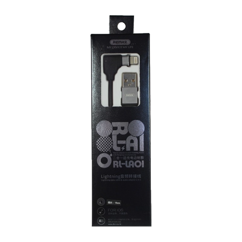 USB кабель REMAX RL-LA01&nbsp;&nbsp;(IPhone 5/6/7/SE) (15CM, 2.1A) Чёрный