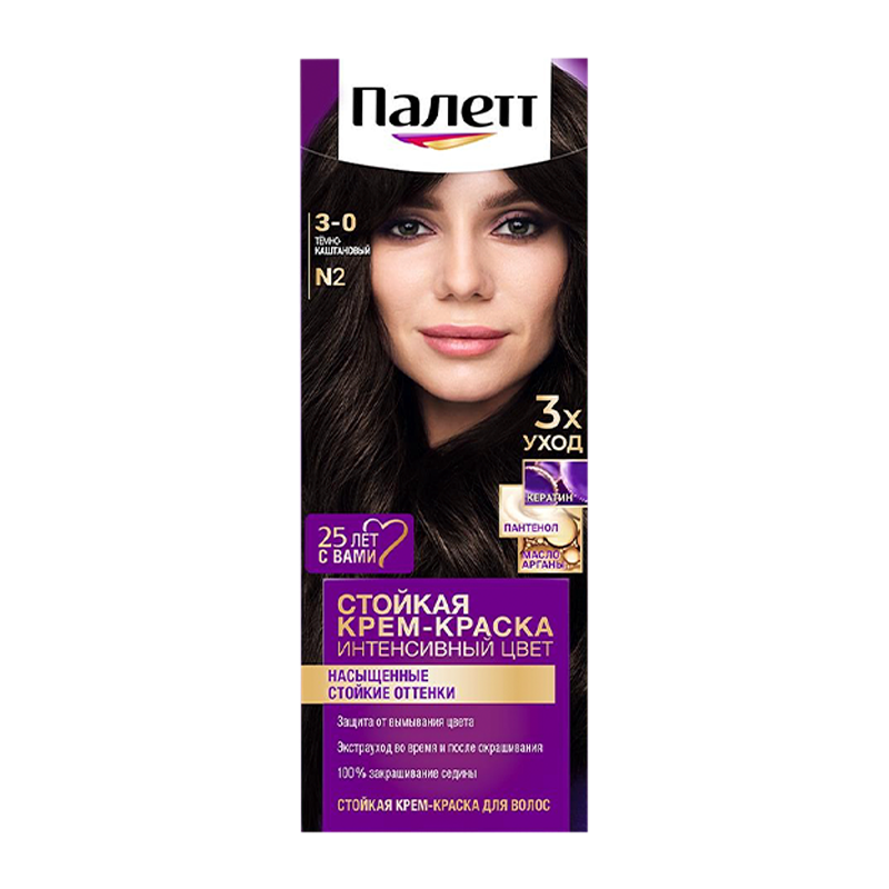 Краска для волос Schwarzkopf Palette 110мл N2 (3-0) Темный каштан (1/10)
