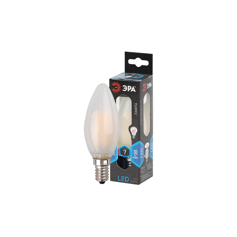 Лампа светодиодная ЭРА B35 E14 7W 4000К 170-265V свеча Frozed матовая (1/10/100)