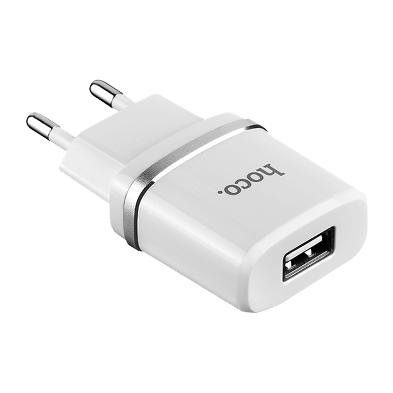 Сетевое З/У HOCO C11 1USB 1.0A белый (1/10/100)