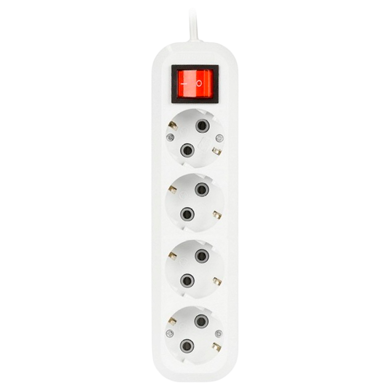 Удлинитель Smartbuy 4р.С/З 16A 3.0м с выкл. ПВС 3x1мм² белый (1/35)