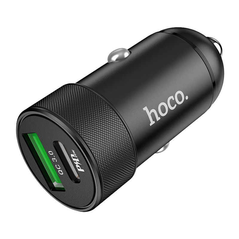 Автомобильное З/У HOCO Z32B 1USB/Type-C 4.0A 20W QC3.0 черный (1/14/140)
